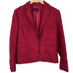 Talbots Womens Sz 12 Red Purple Boucle Blazer Holiday, Party, Office